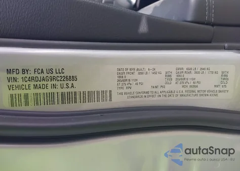 2024 Dodge Durango Sxt Plus Awd from USA, damaged, VIN 1C4RDJAG9RC226885